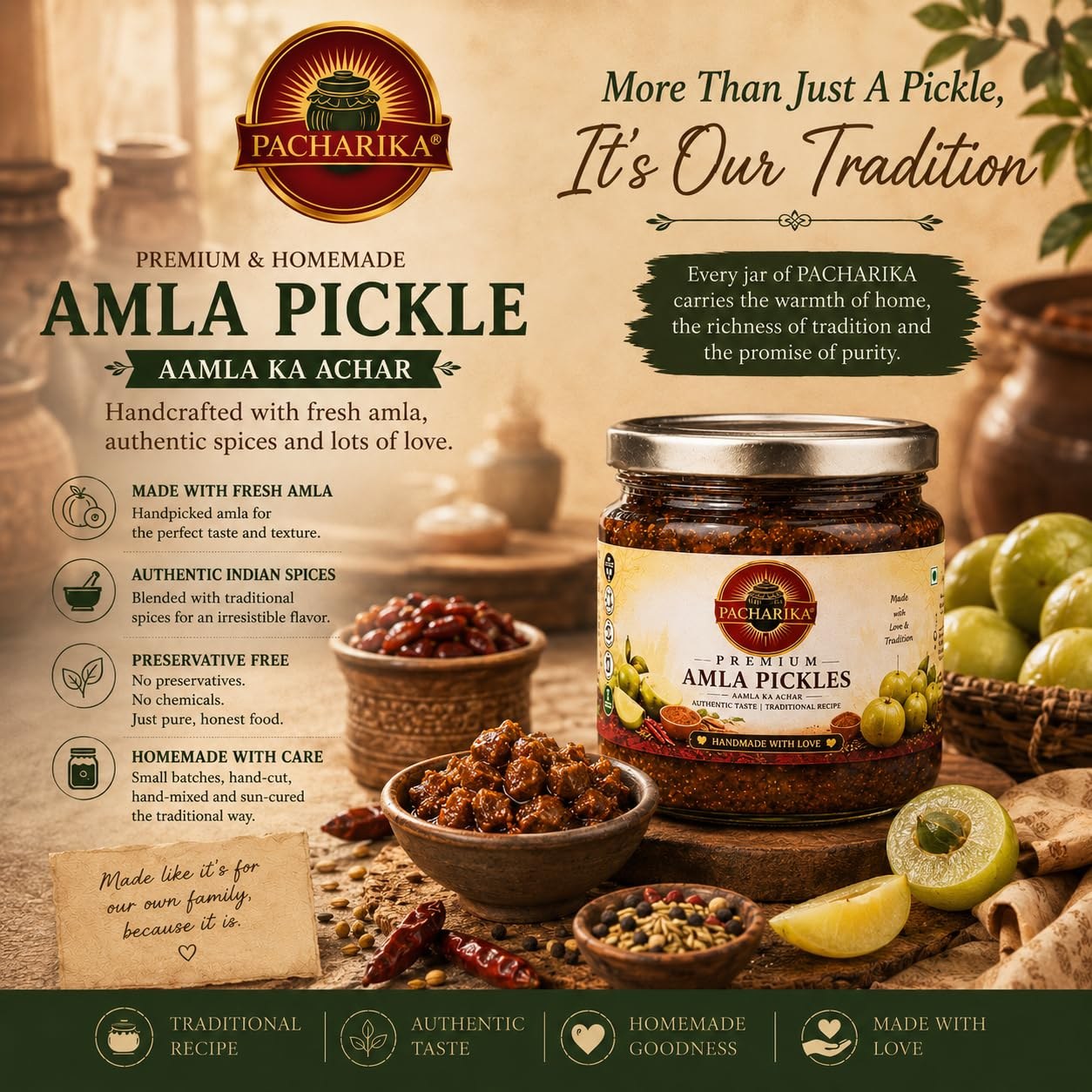 Amla pickle ingredients laid out from above