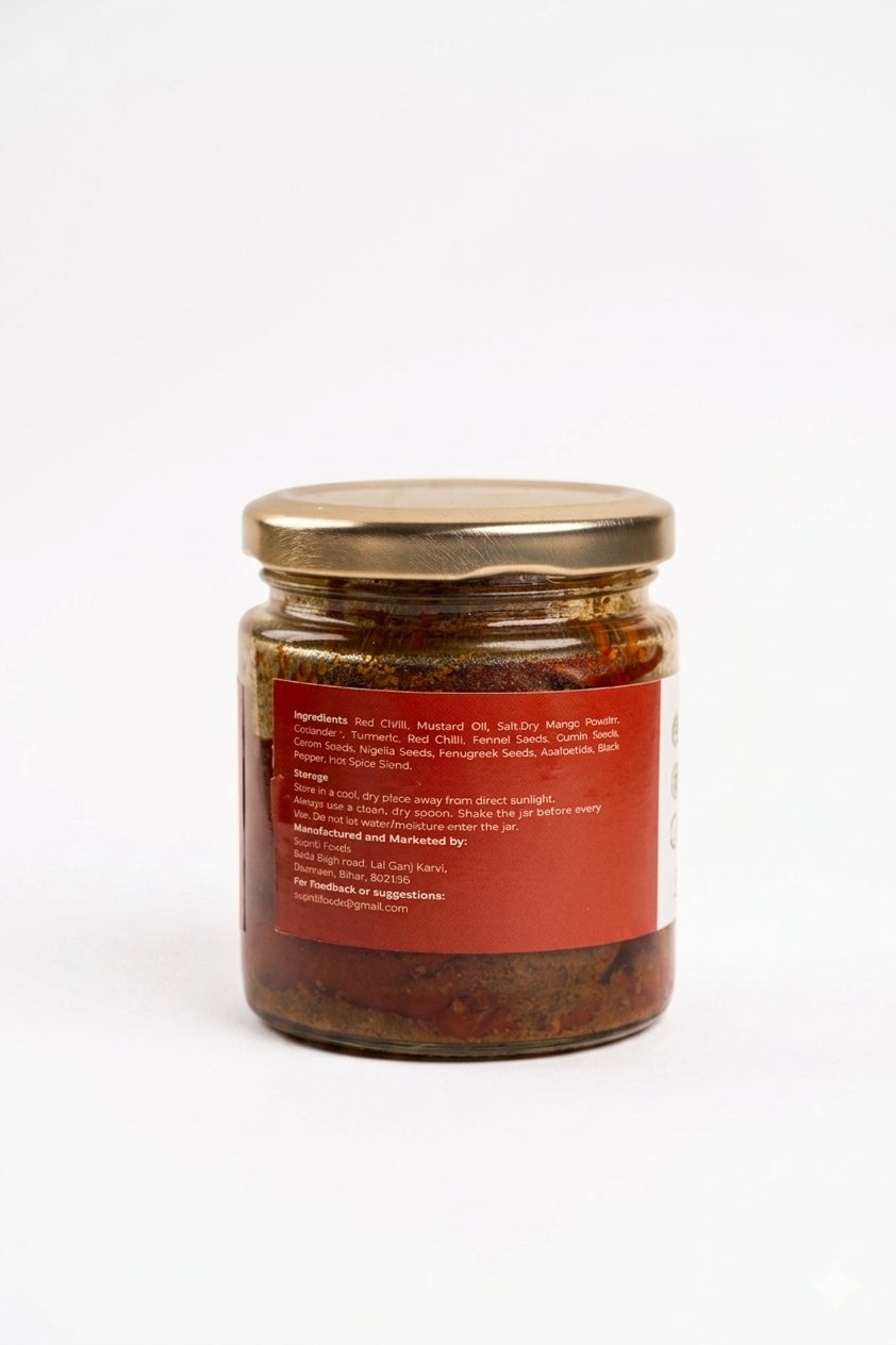 Pacharika red chilli pickle back label