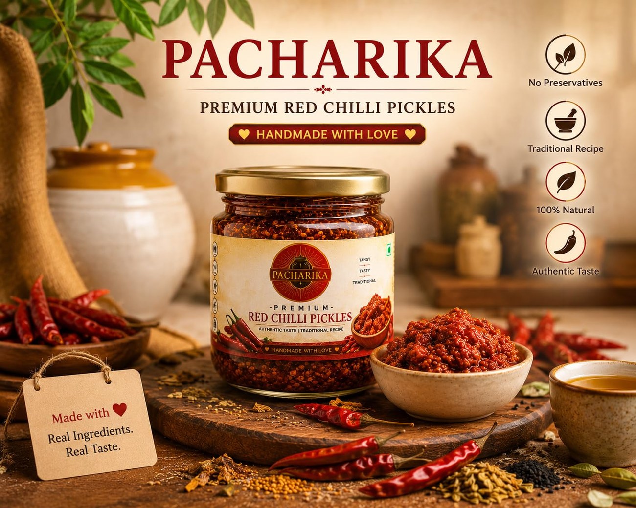 Red chilli pickle top view