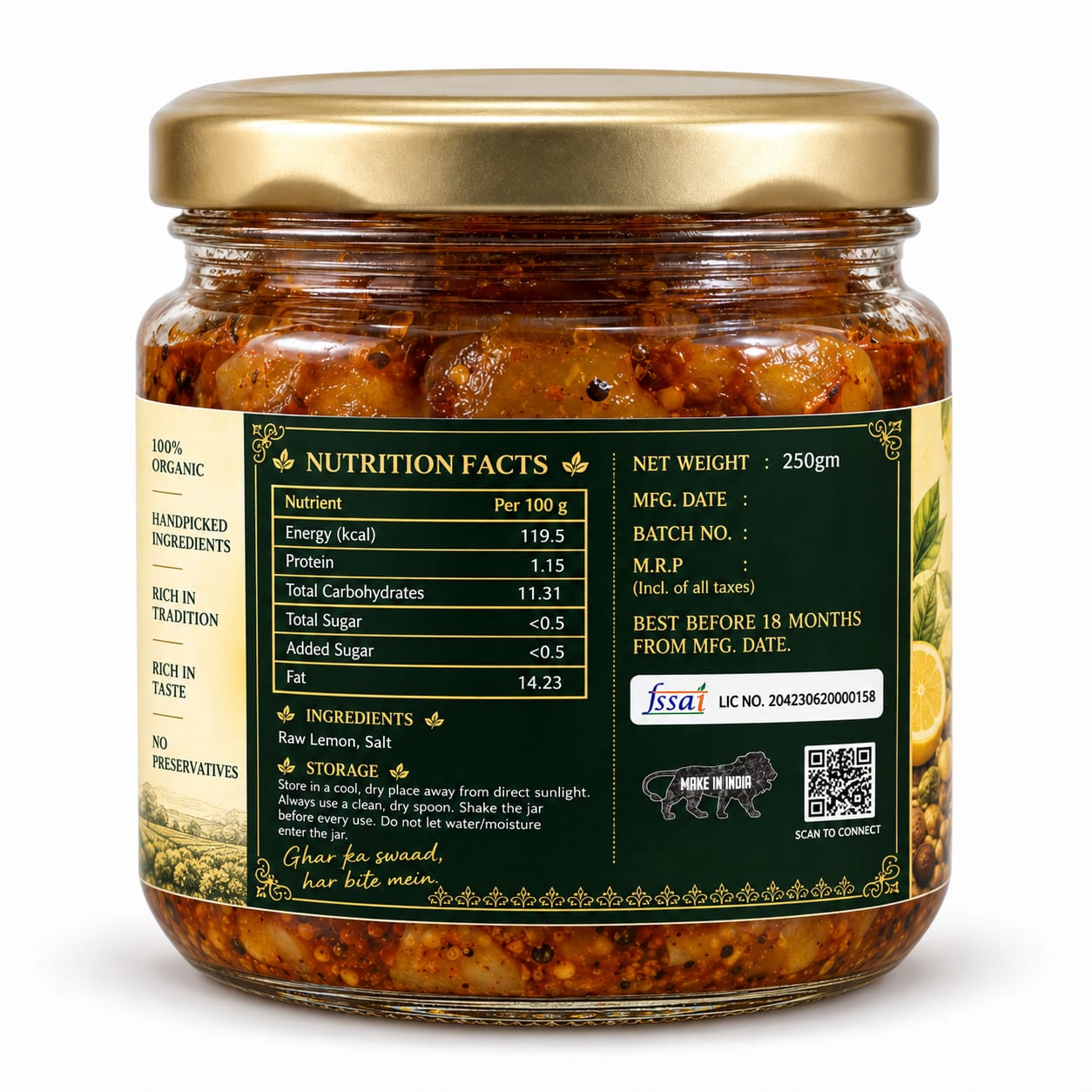 Pacharika Lemon Pickle — nutrition