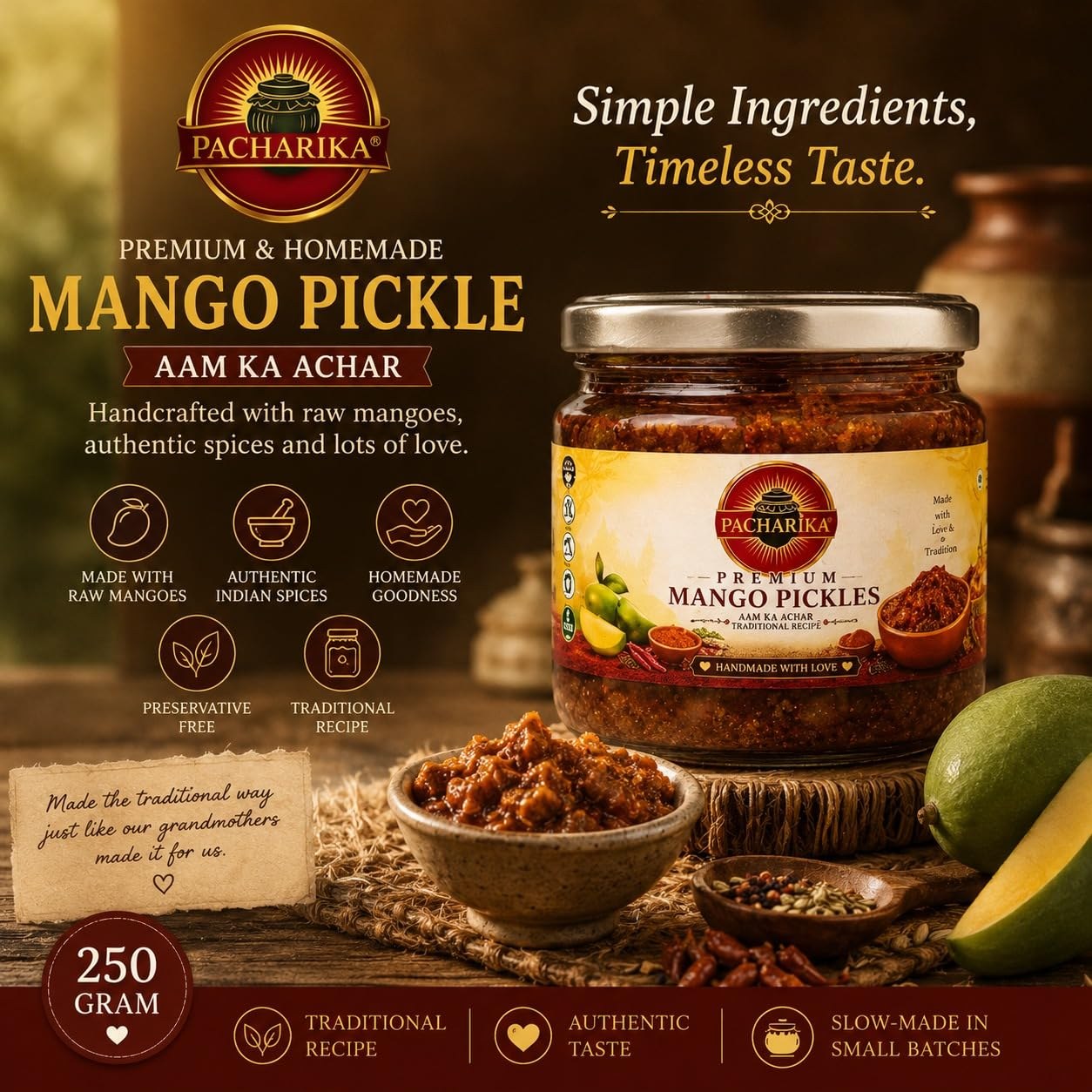 Mango pickle heritage serving style